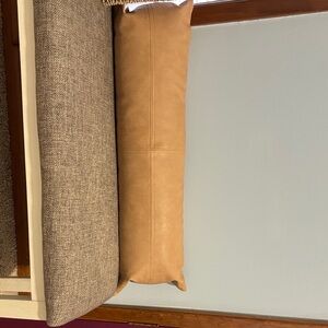 Tan Leather Bolster Pillow